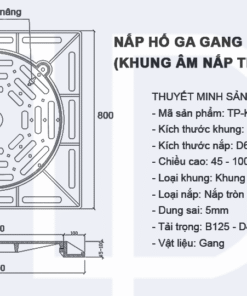 Alternative view of Nắp hố ga gang 800x800 (khung âm nắp tròn) mã TP-KA800