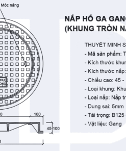 Bản vẽ kỹ thuật nắp gang D900 khung tròn