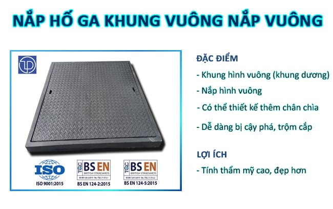 Đặc điểm nắp hố ga khung vuông nắp vuông