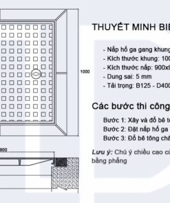 Biện pháp lắp đặt nắp hố ga gang 1000x1000 mã TP-KV1000