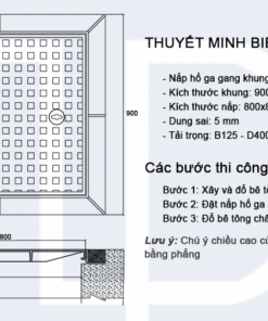 biện pháp lắp đặt nắp hố ga gang mã TP-KV900