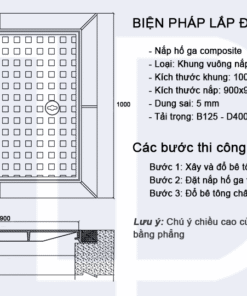 Quy trình lắp đặt nắp composite 1000x1000 khung vuông nắp vuông