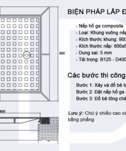 Bplđ nắp hố ga composite 900x900 khung vuông nắp vuông