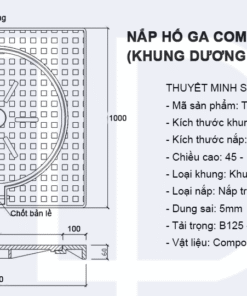 Bản vẽ nắp Hố Ga Composite 1000x1000 Khung Dương Nắp Tròn 2