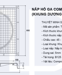 Bản vẽ nắp hố ga composite 850x850 3