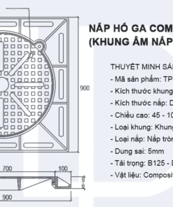 Bản vẽ nắp hố ga composite 900x900 khung âm nắp tròn 1