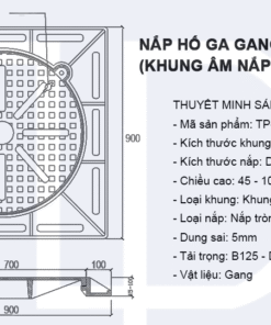 bản vẽ Nắp hố ga gang 900x900 (khung âm nắp tròn) mã TP-KA900 1