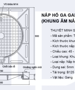 Bản vẽ nắp hố ga gang 900x900 (khung âm nắp tròn) mã TP-KA900 2