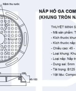 Bản vẽ kỹ thuật nắp hố ga composite D850 mã TP-KT850 1