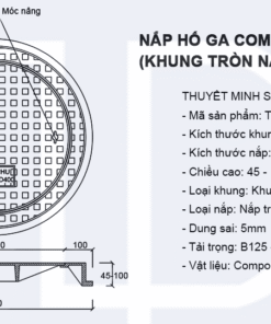 Bản vẽ kỹ thuật nắp hố ga composite D850 mã TP-KT850 3