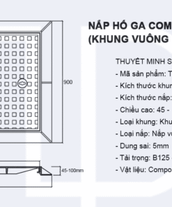 Bnkt nắp hố ga composite 900x900 khung vuông nắp vuông