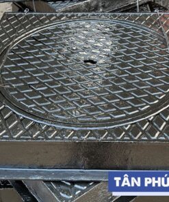 nắp hố ga gang 1000x1000 khung dương nắp tròn
