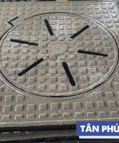 Nắp hố ga gang 800x800 (khung dương nắp tròn) - mẫu 1