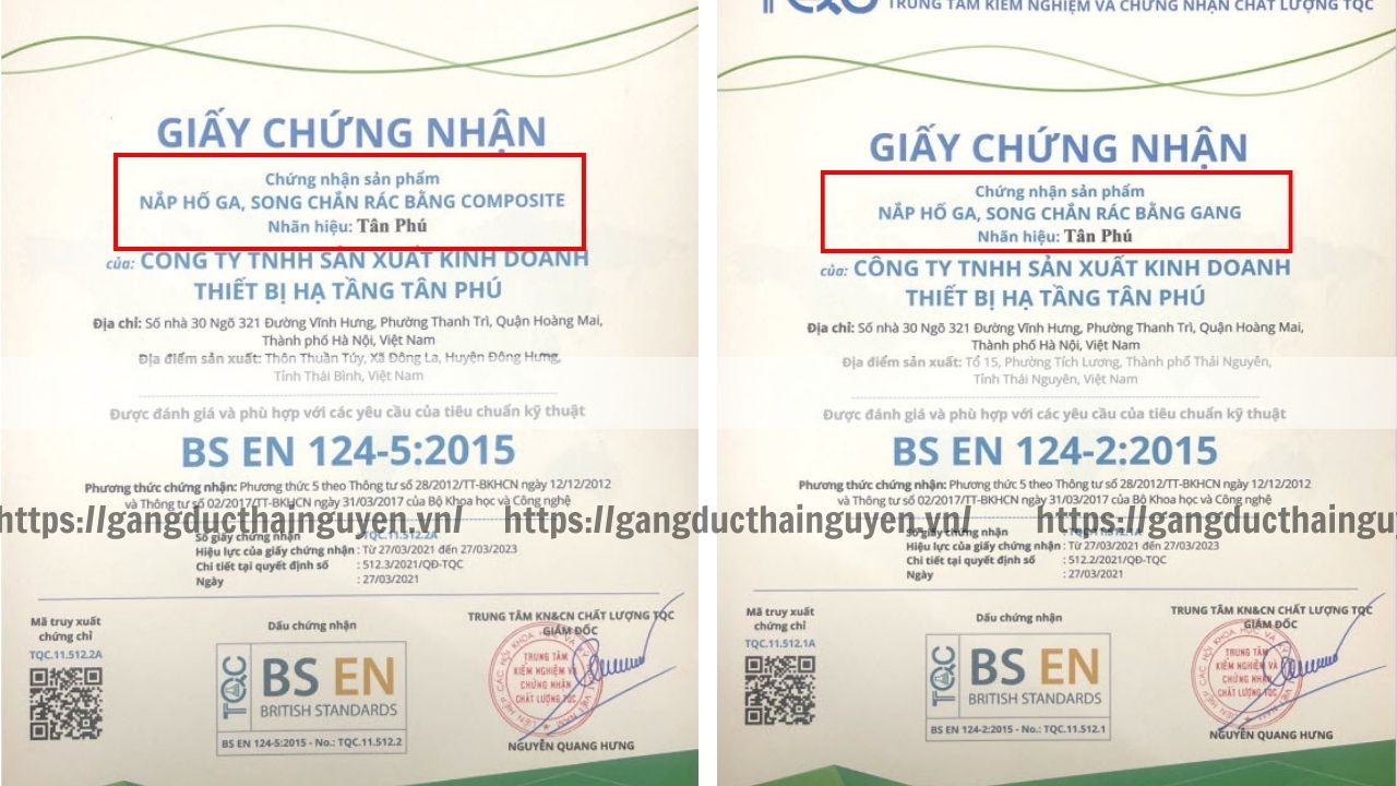 Sản phẩm của Tân Phú cam kết đạt chuẩn BS EN 124:2015
