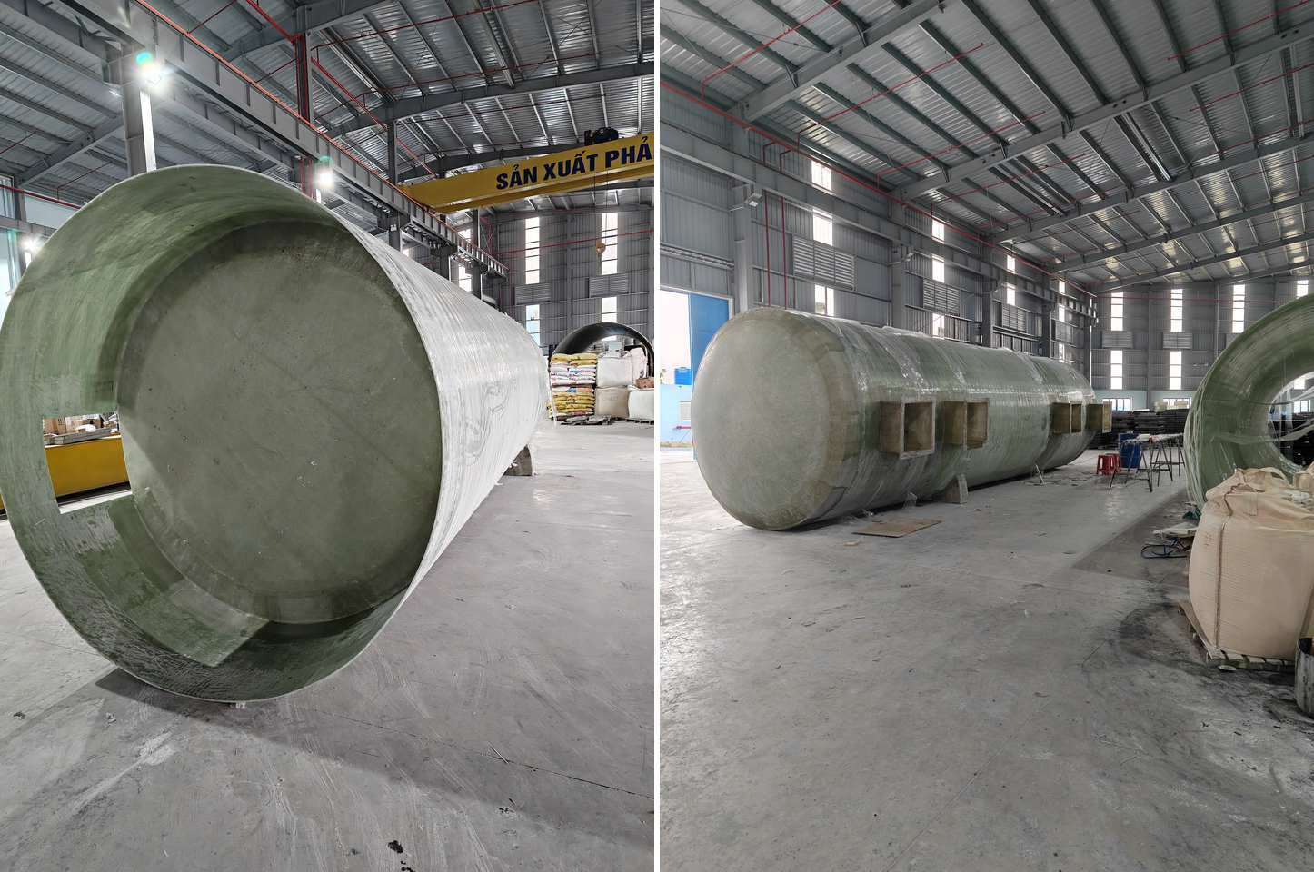 bên trong lòng bồn nước composite chống bám bẩn an toàn thực phẩm