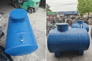 bồn nước composite trụ ngang màu xanh dương